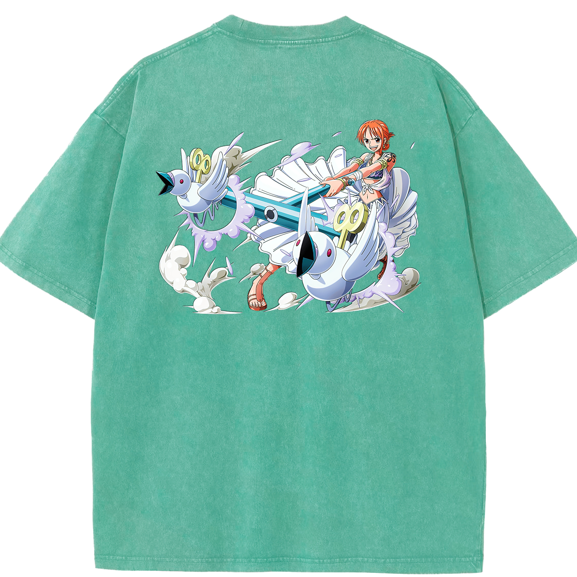 ワンピース ナミ ONE PIECE Nami 綿100% ヴィンテージ風 半袖Tシャツ（背面プリント）